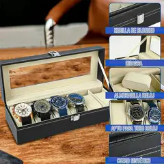 GENERICO - Organizador De Relojes Caja Para Guardar Reloj Estuche 6pzas