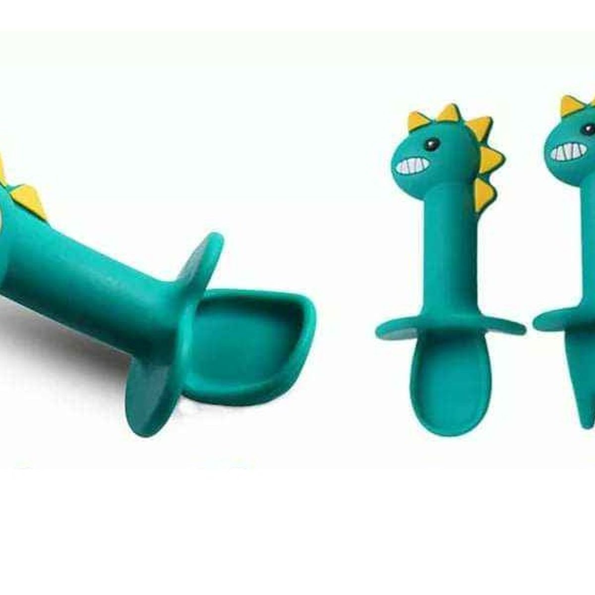 GENERICO - Set cuchara + tenedor lindo de silicona para bebe