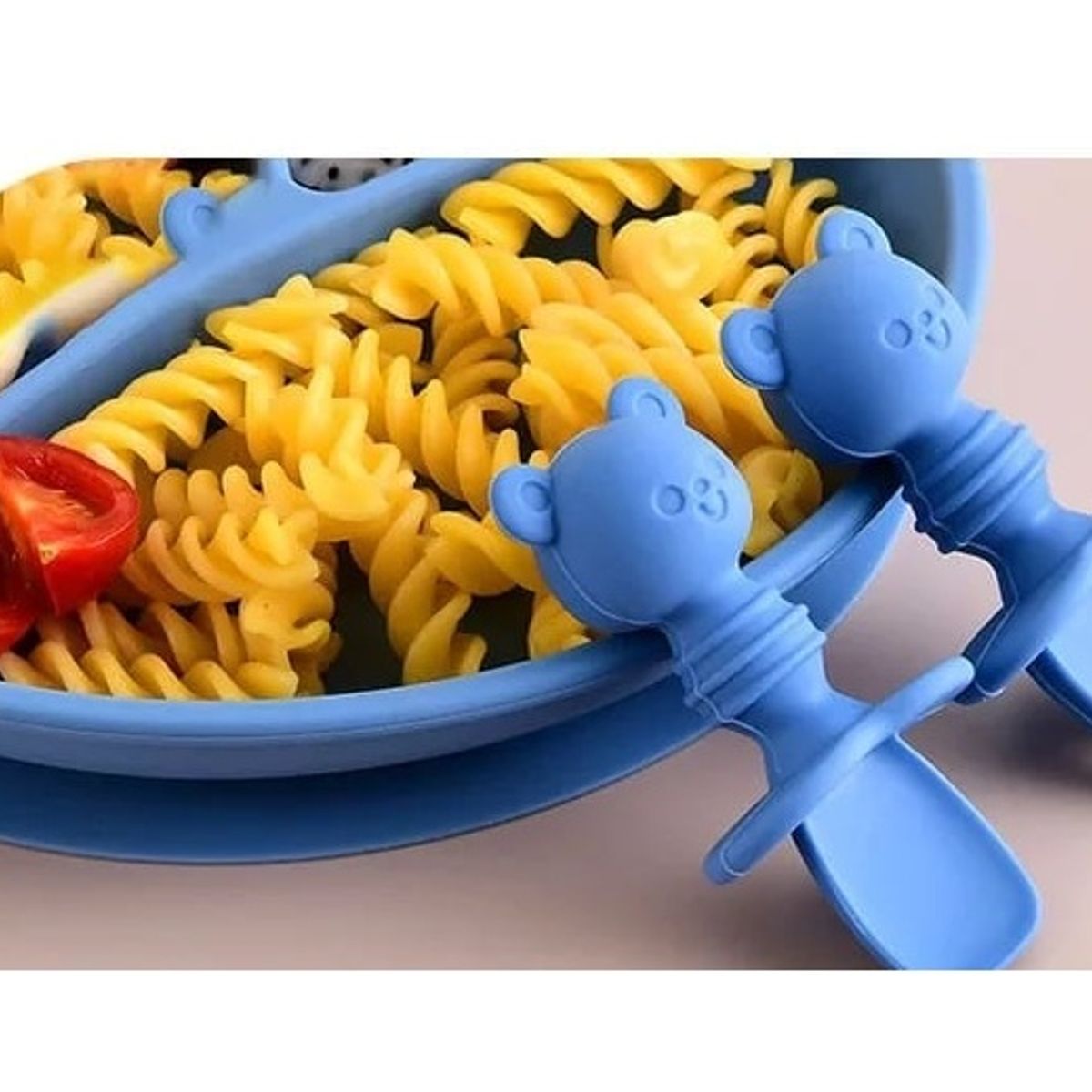 GENERICO - Set cuchara + tenedor lindo de silicona para bebe