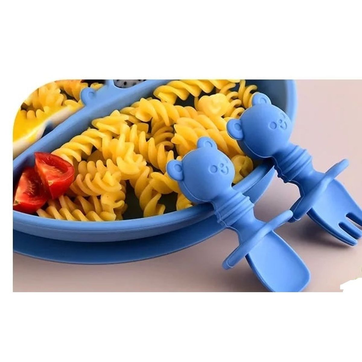 GENERICO - Set cuchara + tenedor lindo de silicona para bebe