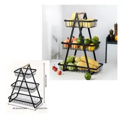 GENERICO - Cesta metal Organizadora 3 niveles negro