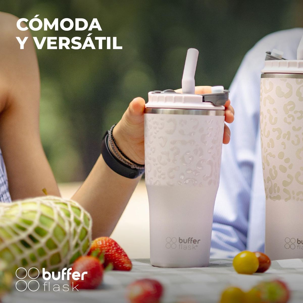 BUFFER FLASK - Mug Vaso Termo Agua Cafe 700ml AceroInox +Tapas - Salmon