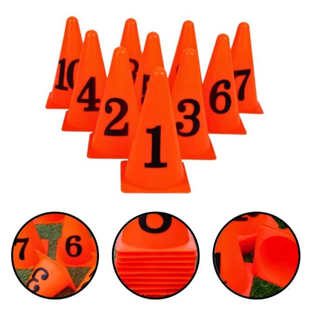 GENERICO - set 10 conos de agilidad numerados del 1 al 10