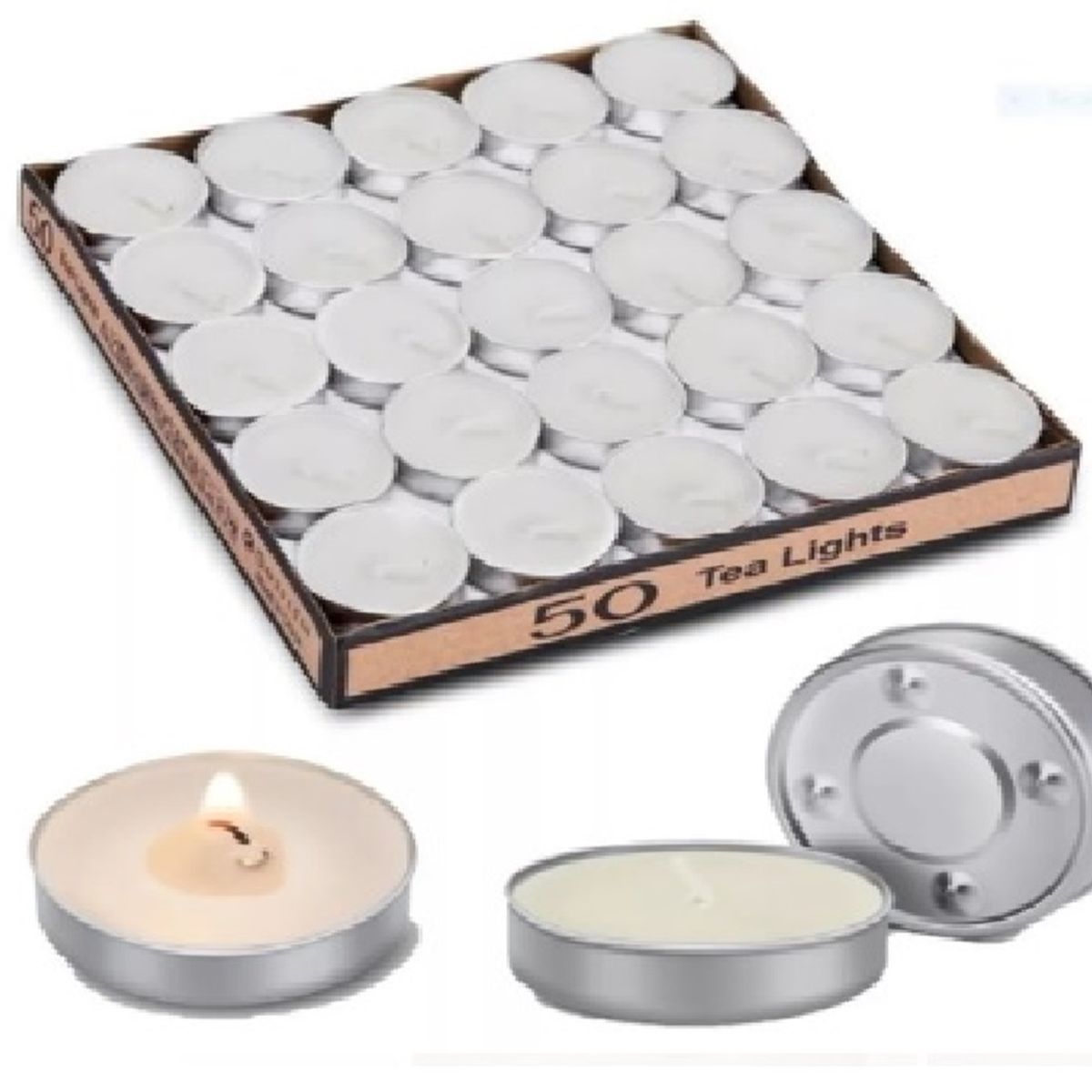 GENERICO - SET DE 50 VELAS TEA LIGHT 0.9 X 3.5 CM BLANCA