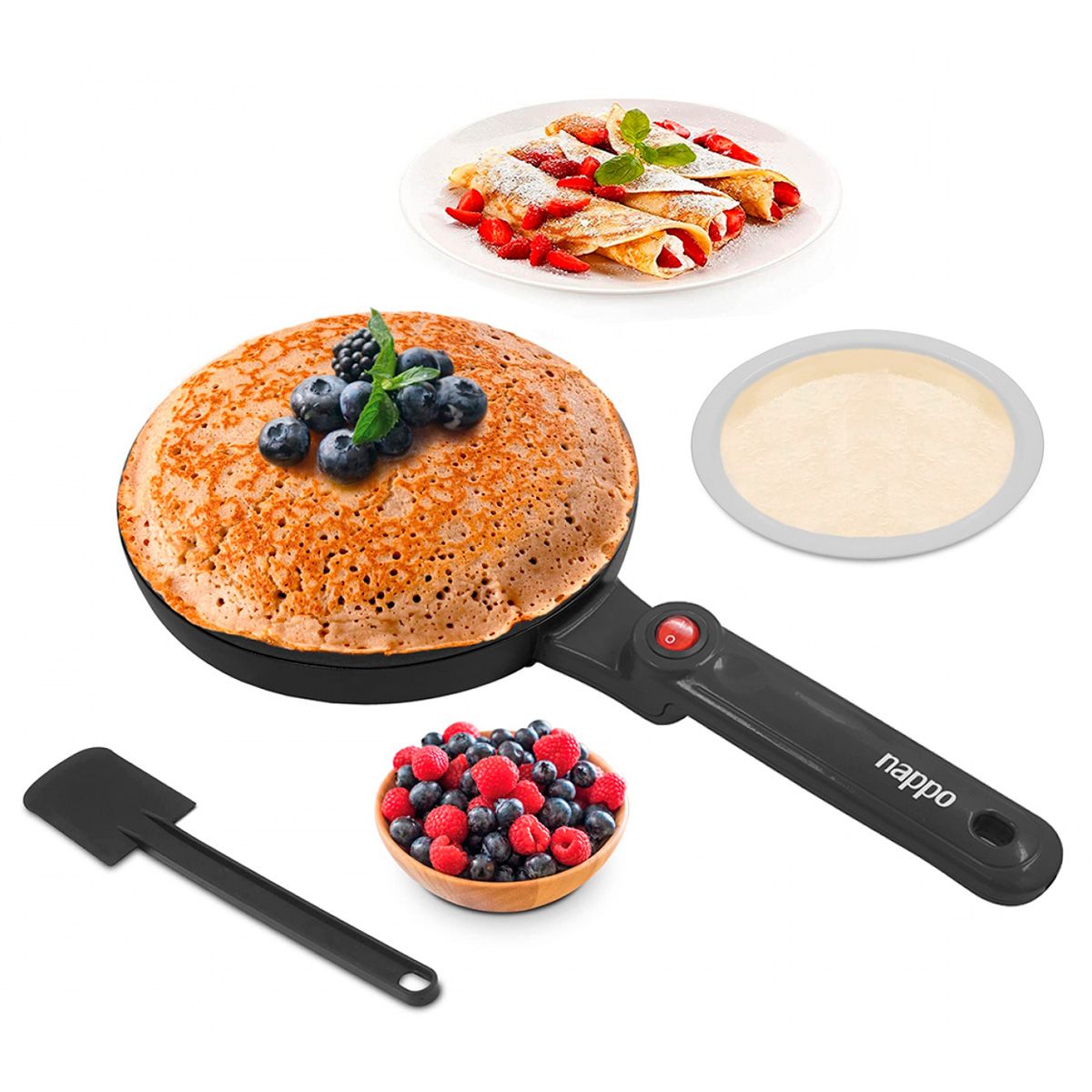 NAPPO - Panquequera Eléctrica Nappo Crepes 600W Flash-Cook 20cm