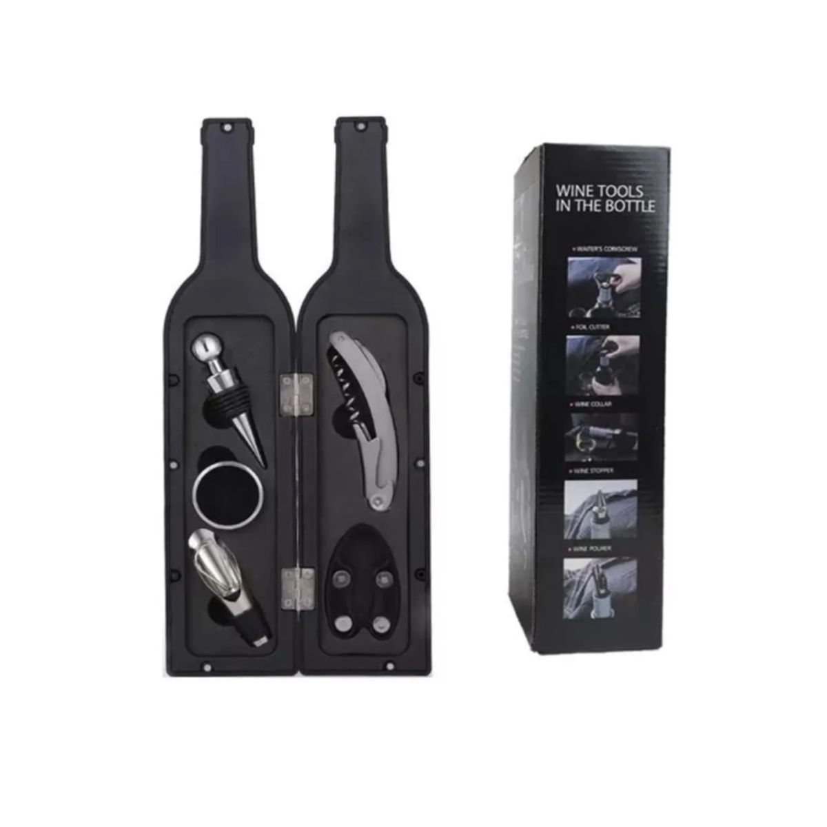 GENERICO - Set Destapador Vino 5 Piezas Estuche Botella