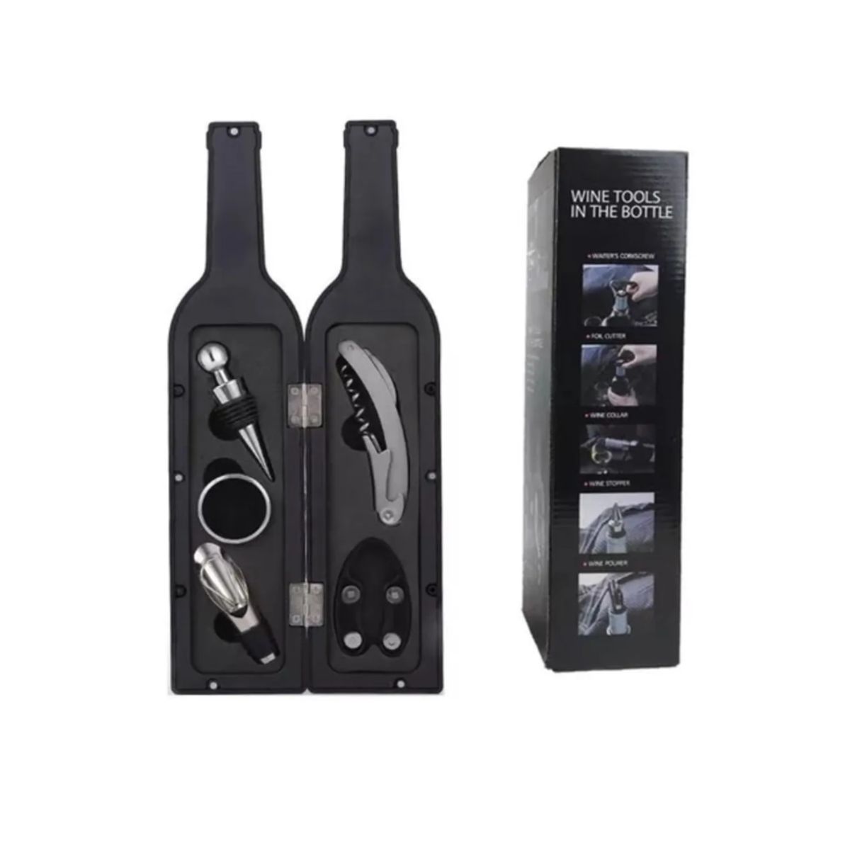 GENERICO - Set Destapador Vino 5 Piezas Estuche Botella