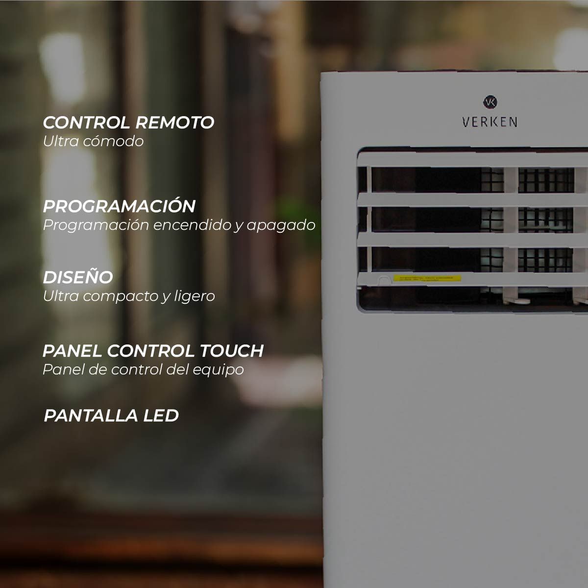 VERKEN - Aire Acondicionado Portátil 4 en 1 - 12.000 BTU Frío / Calor Lech