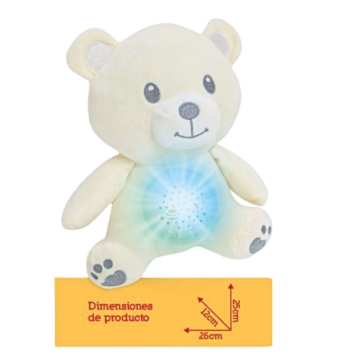 GENERICO - PELUCHE PROYECTOR DE LUCES Y SONIDOS BEBÉ OSO