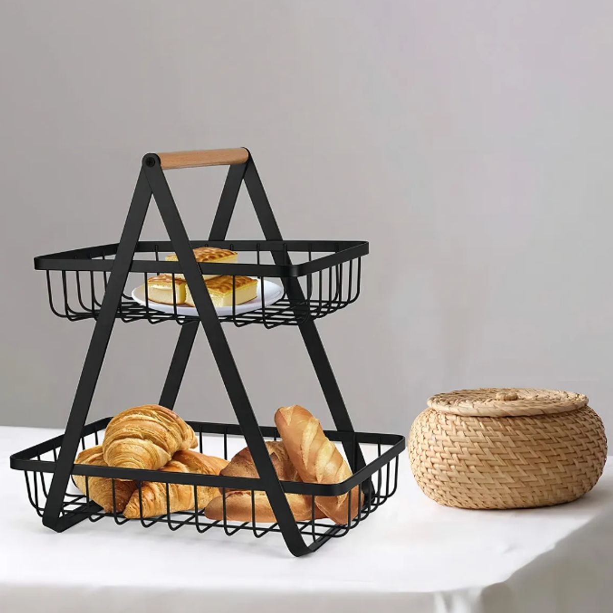 GENERICO - Frutero De Mesa Canasto Para Frutas 2 Niveles