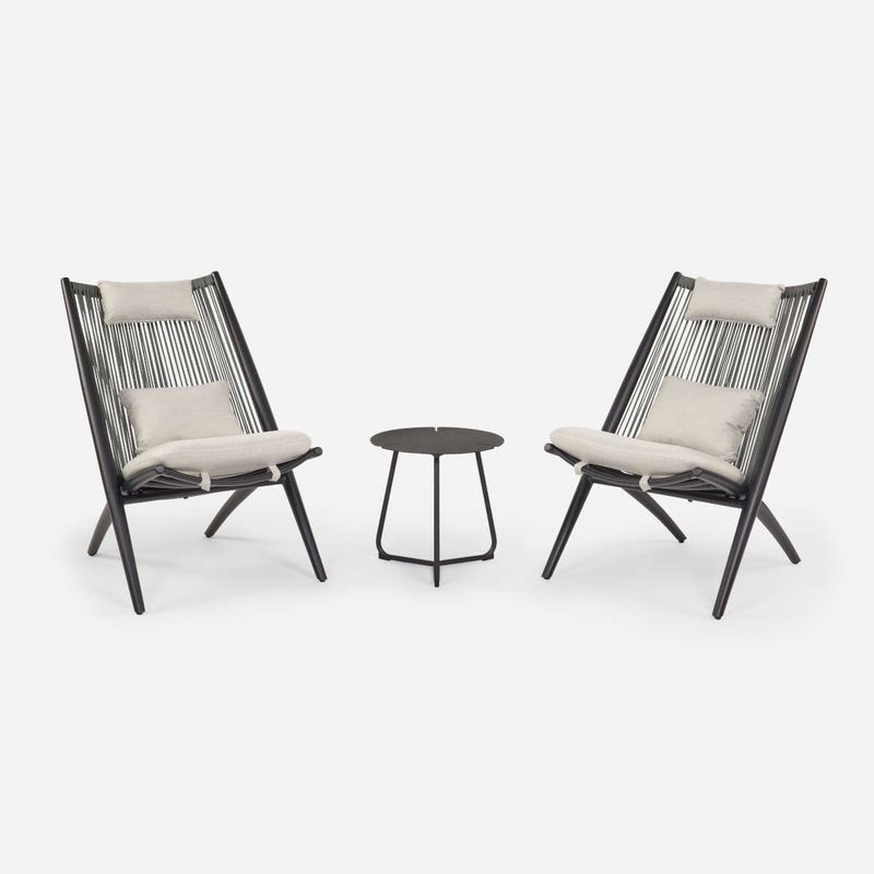 ROSEN - Set Balcón de Terraza Rosen Lumbarda 3 Piezas Grafito