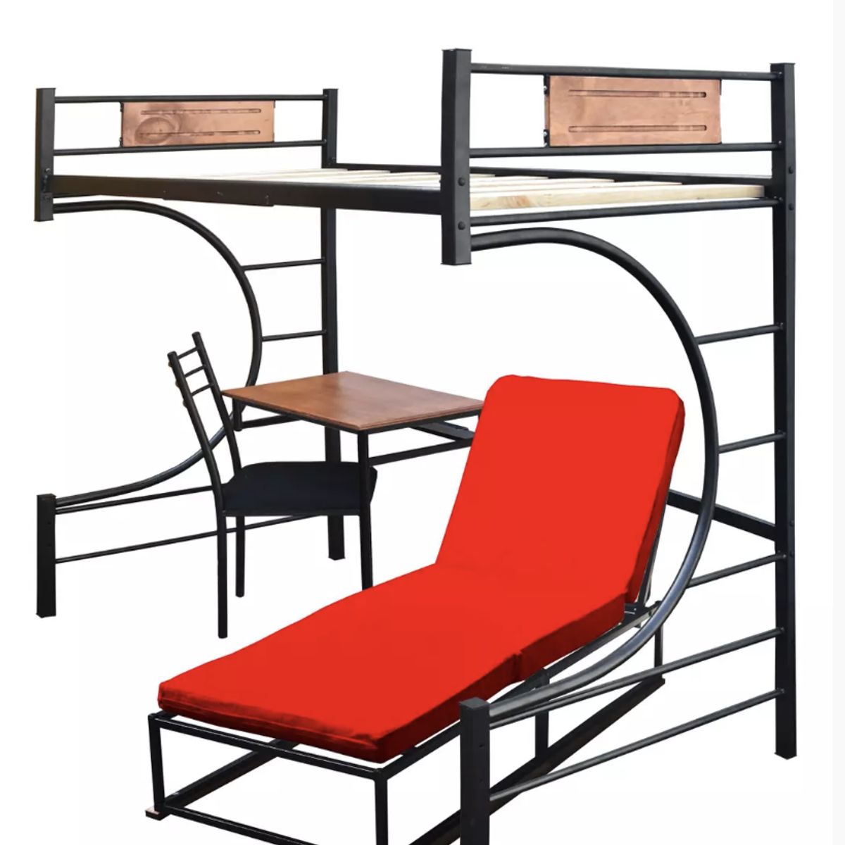 RECUTEX - CAMAROTE STUDIO METAL LUNA 1PZA ROJO + MUEBLES