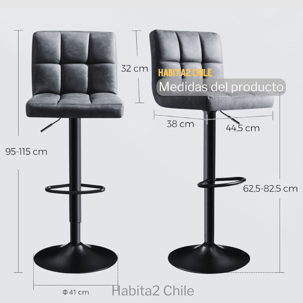 HABITA2 CHILE - Taburete Ajustable Charlotte  Confort y Estilo Moderno