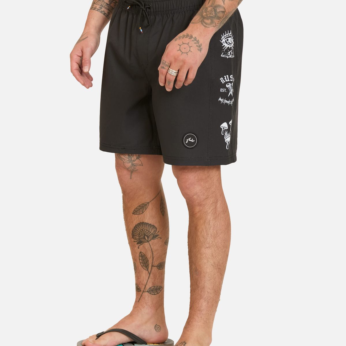 RUSTY - Traje De Baño Corto Northix Negro Hombre Rusty