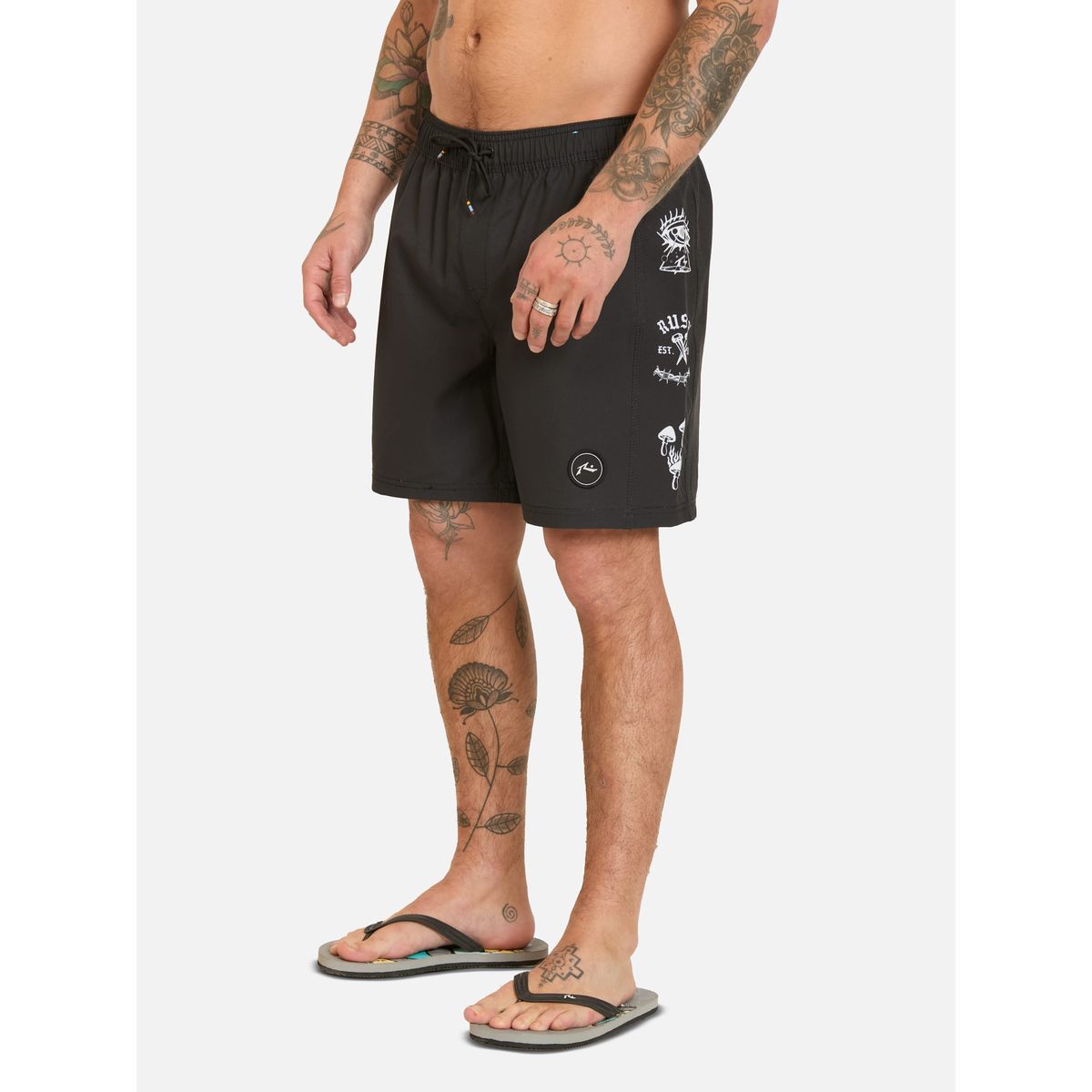 RUSTY - Traje De Baño Corto Northix Negro Hombre Rusty