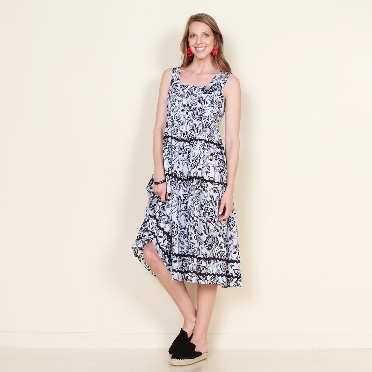 WADOS - VESTIDO SIN MANGA ESTAMPADO ESCOTE CUADRADO