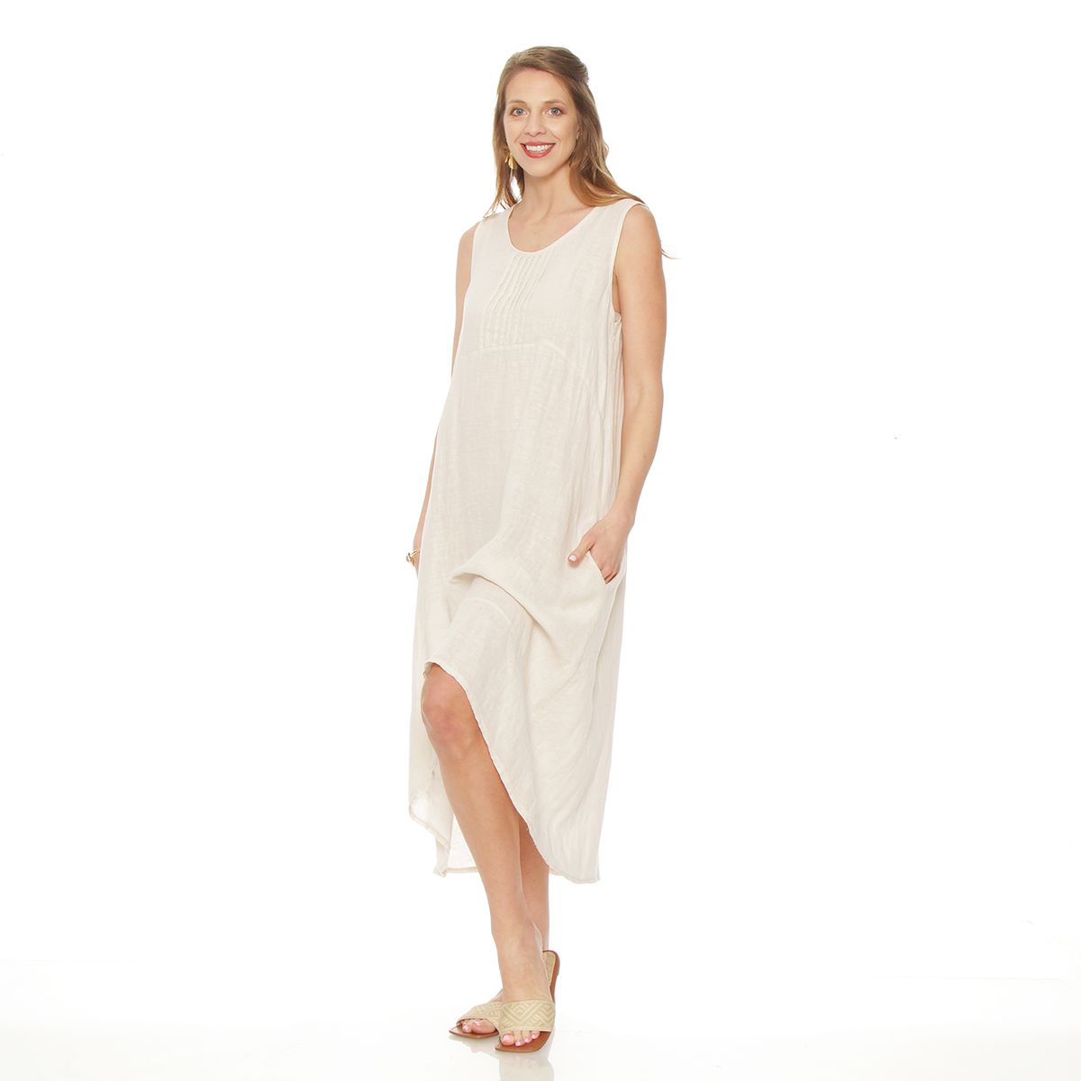 WADOS - VESTIDO SIN MANGA LINO ESCOTE REDONDO