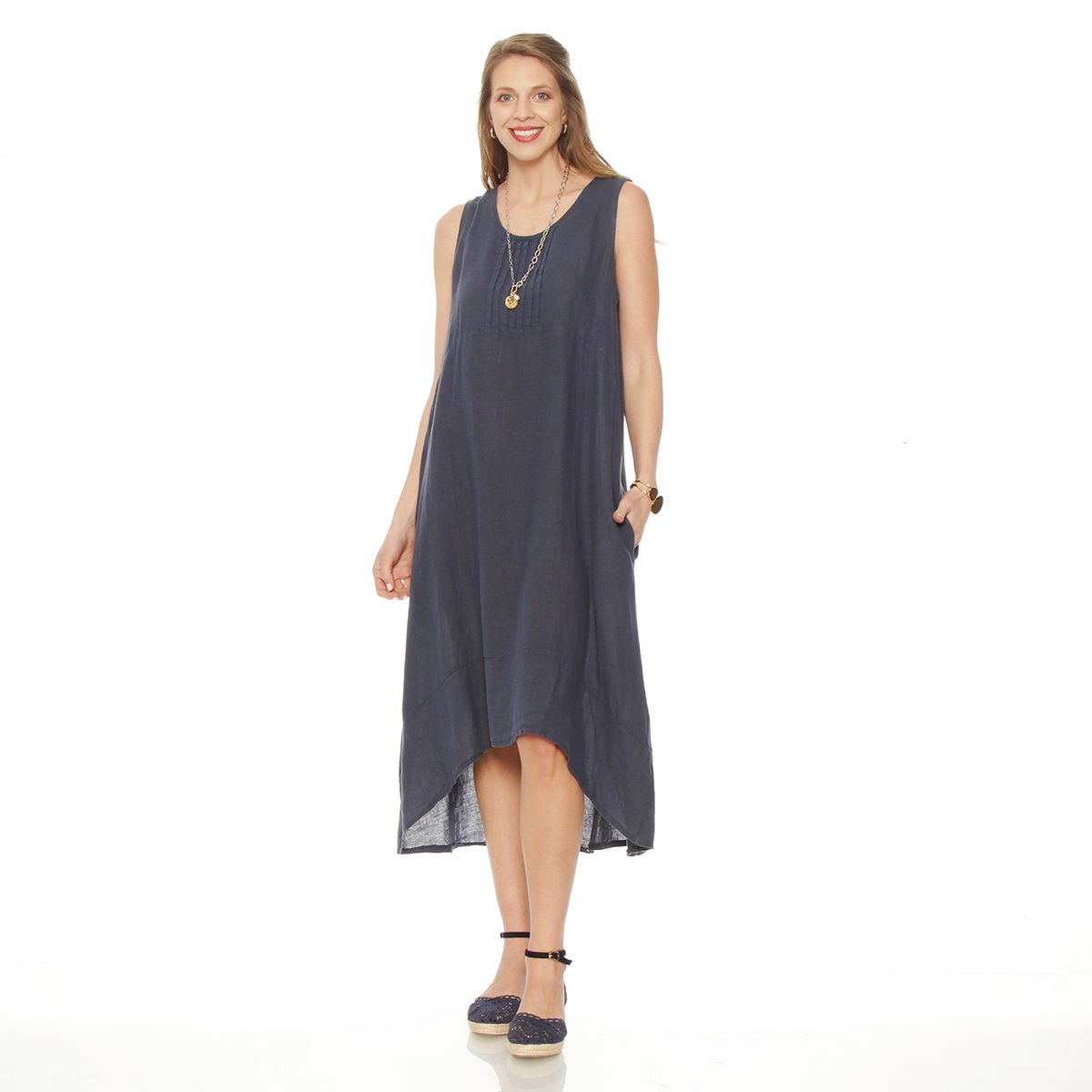 WADOS - VESTIDO SIN MANGA LINO ESCOTE REDONDO