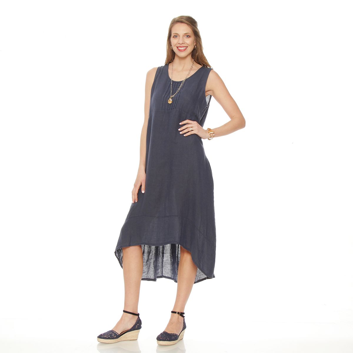 WADOS - VESTIDO SIN MANGA LINO ESCOTE REDONDO