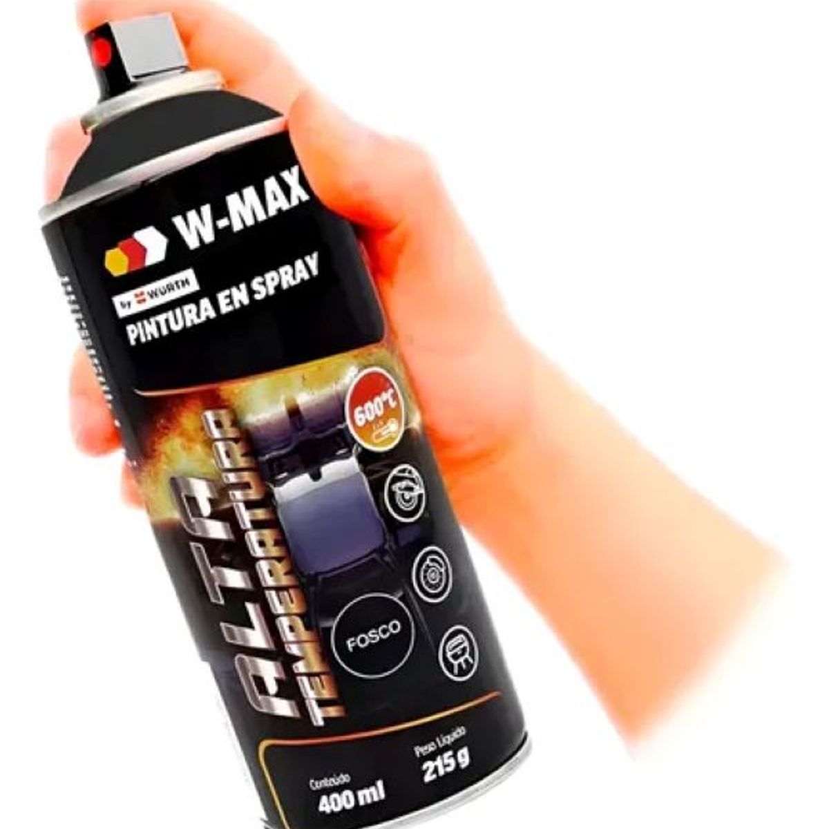METALFER - Pintura Spray Alta Temperatura Wmax Wurth 600° Negro Mate