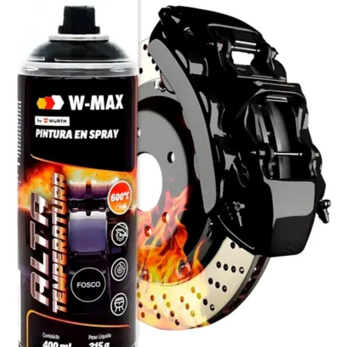 METALFER - Pintura Spray Alta Temperatura Wmax Wurth 600° Negro Mate