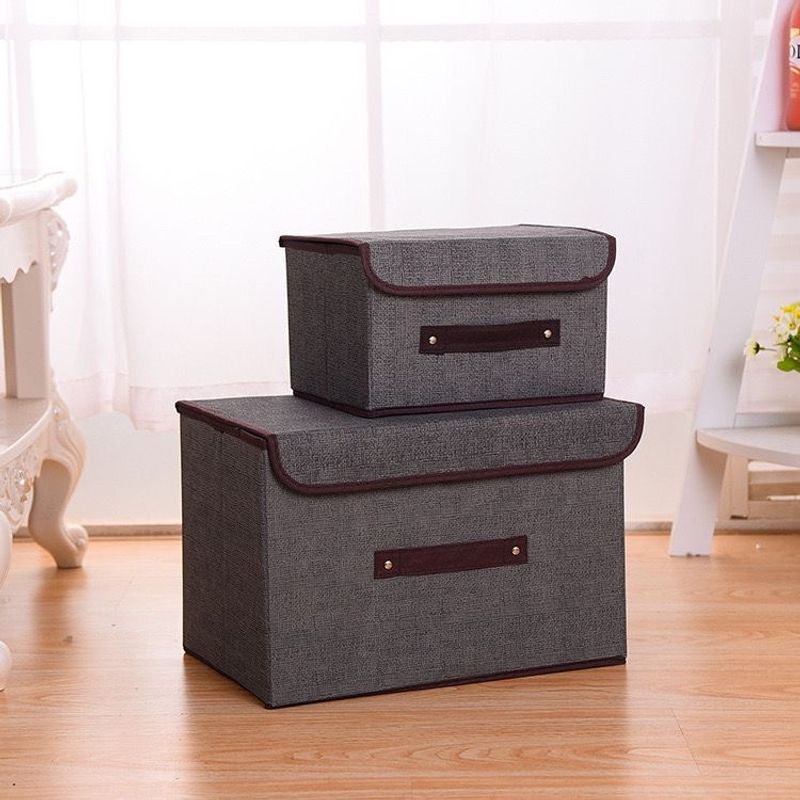 GENERICO - Set 2 Cajas Organizadoras De Tela Plegables Con Tapas
