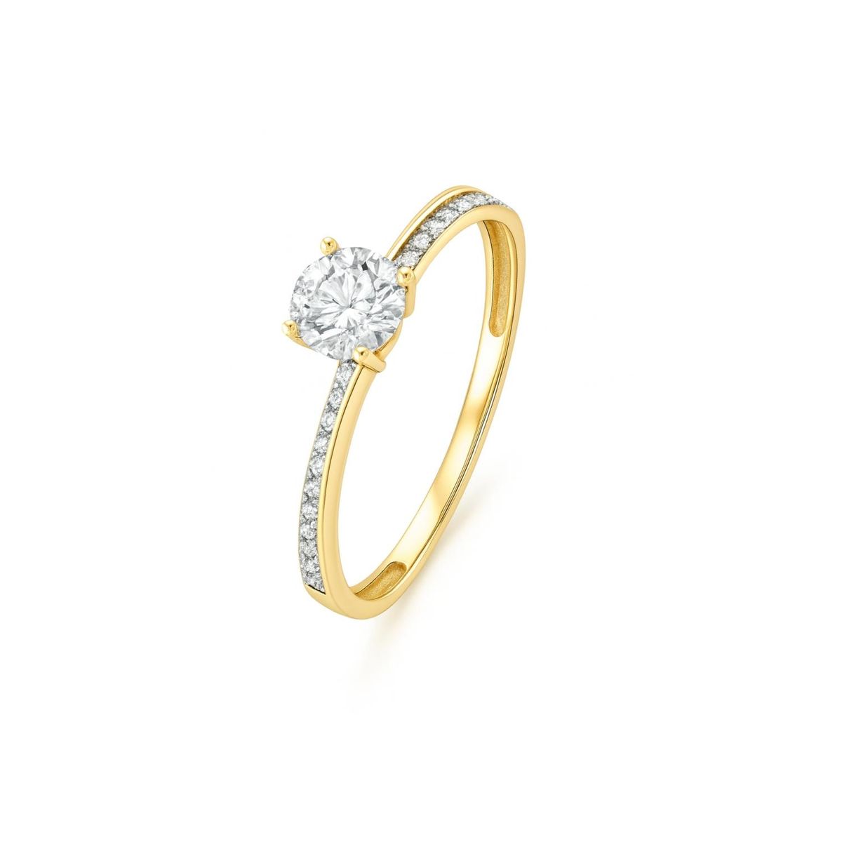 JB JOYAS BARON - Anillo Compromiso de Oro 18Kt Cintillo Cruzado Circón 4MM