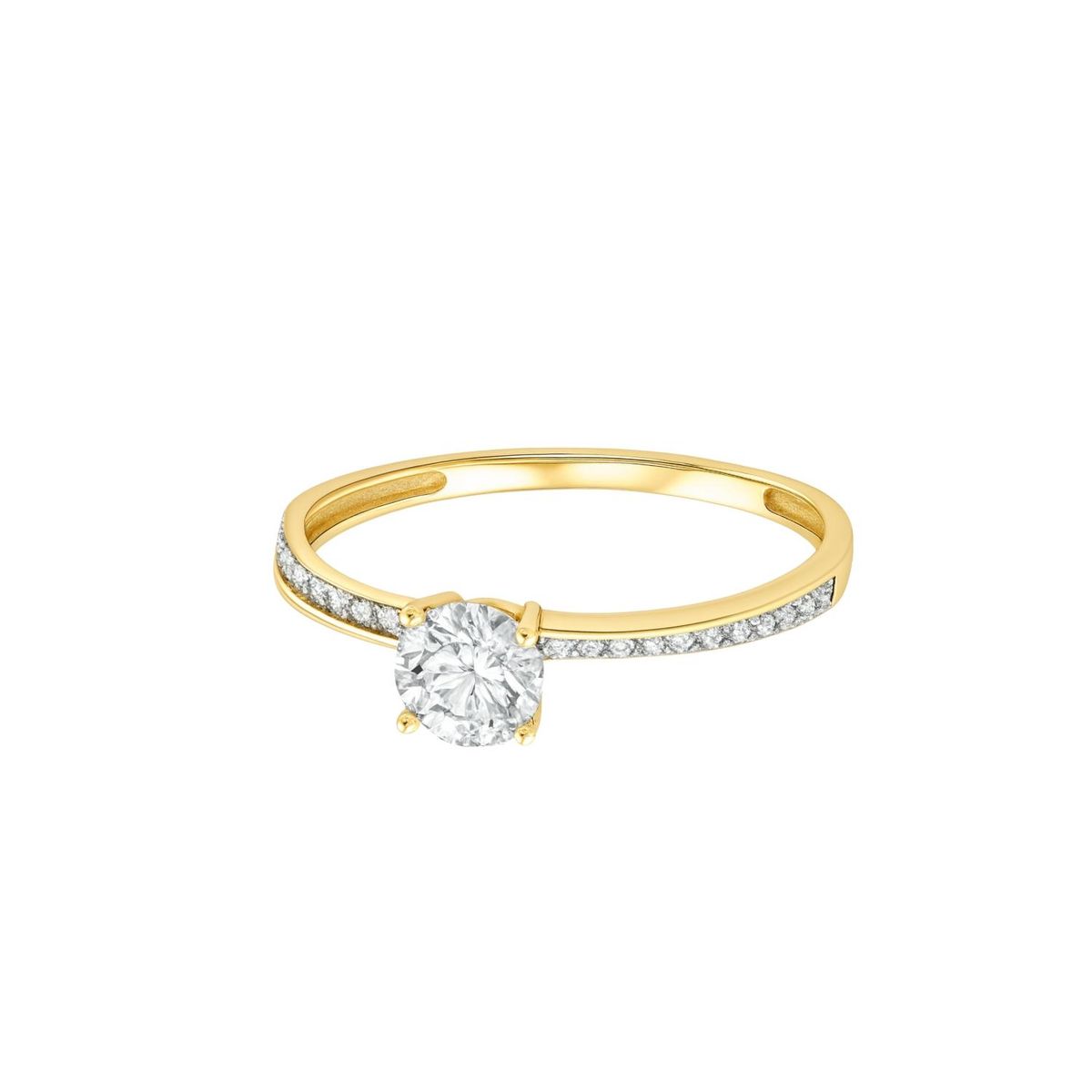 JB JOYAS BARON - Anillo Compromiso de Oro 18Kt Cintillo Cruzado Circón 4MM