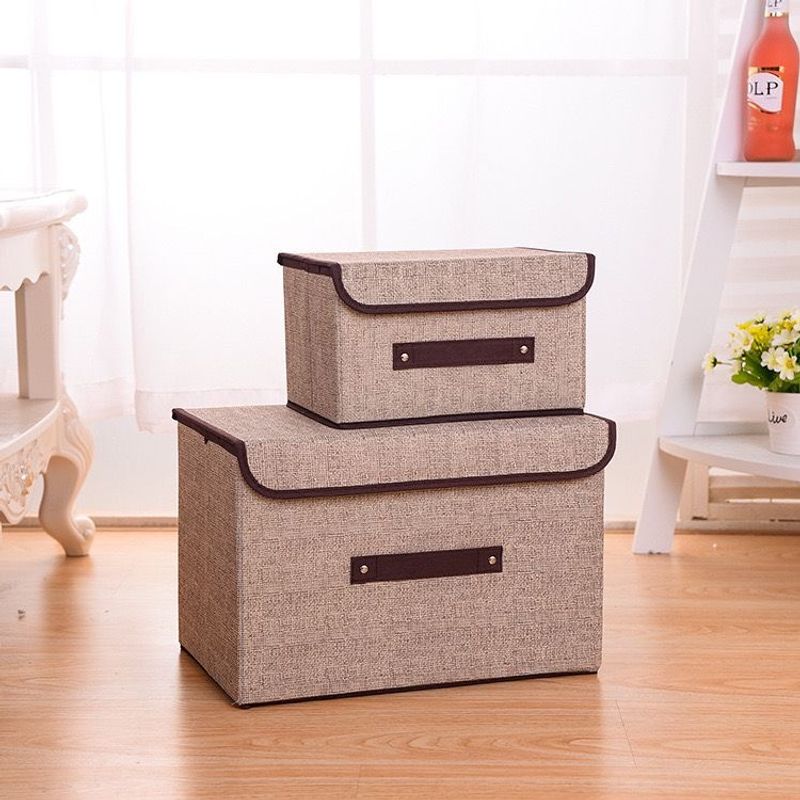 GENERICO - Set 2 Cajas Organizadoras De Tela Plegables Con Tapas