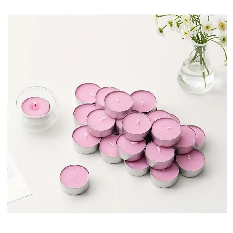 GENERICO - SET DE 50 VELAS TEA LIGHT 0.9 X 3.5 CM ROSADA