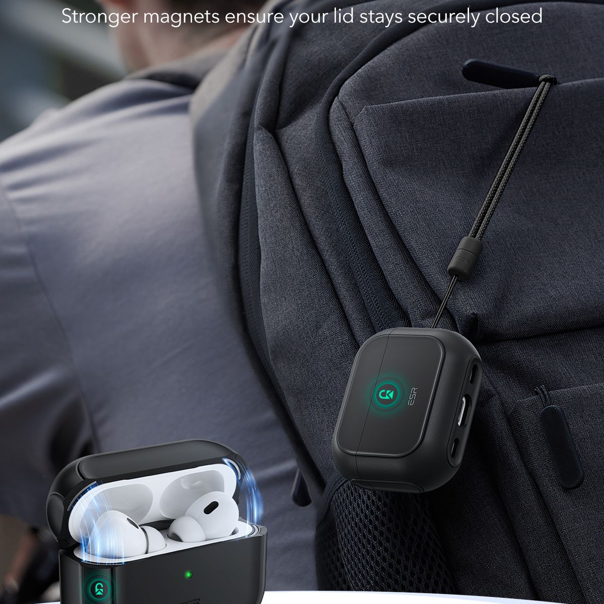 ESR - Carcasa Funda ESR Para Airpods Pro 3 Orbit Hybrid Negro