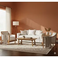 Living 311 Romeo crudo sofa 3 cuerpos resortes + 2 sitiales madera