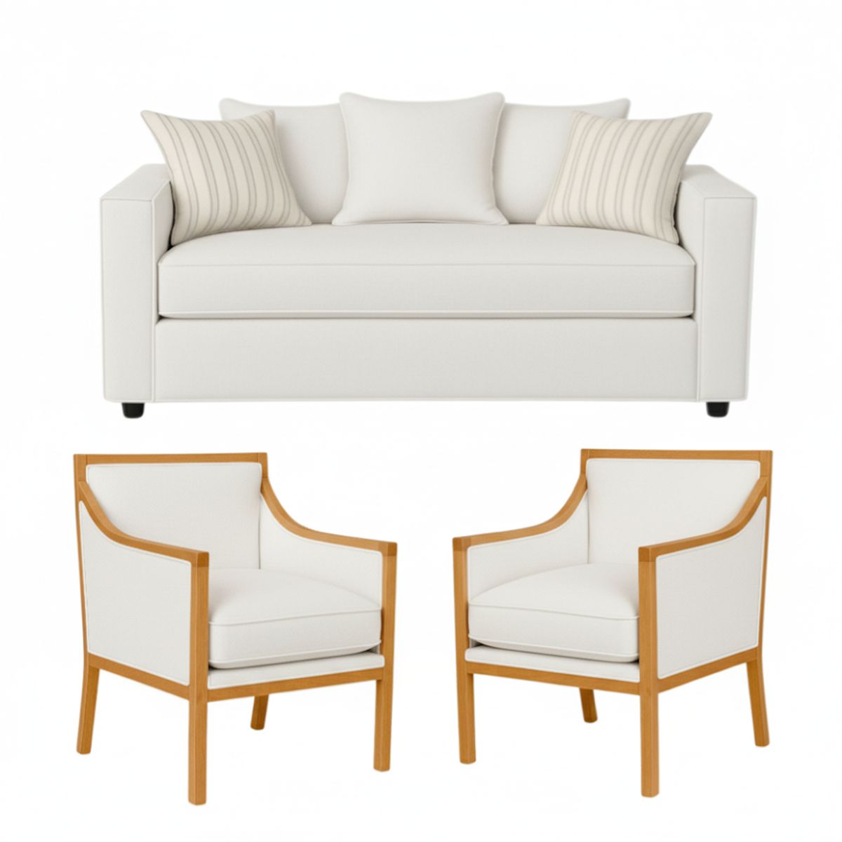 SITIAL HOME - Living 311 Romeo crudo sofa 3 cuerpos resortes + 2 sitiales madera