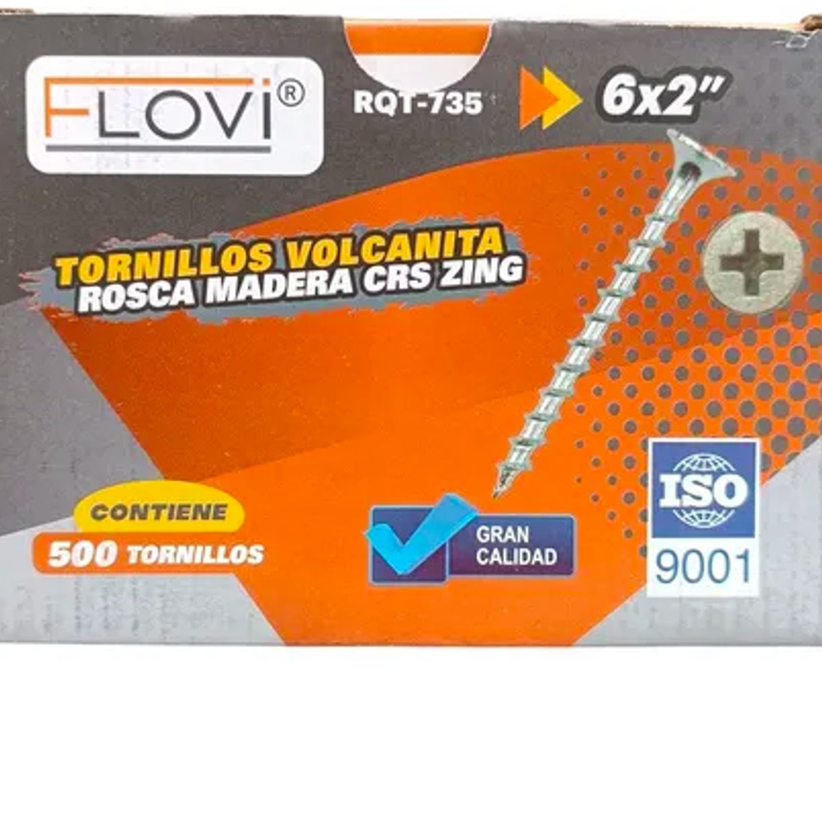 GENERICO - Caja 500 Tornillos Volcanita Rosca Madera Zinc 6 X 2 pulgadas