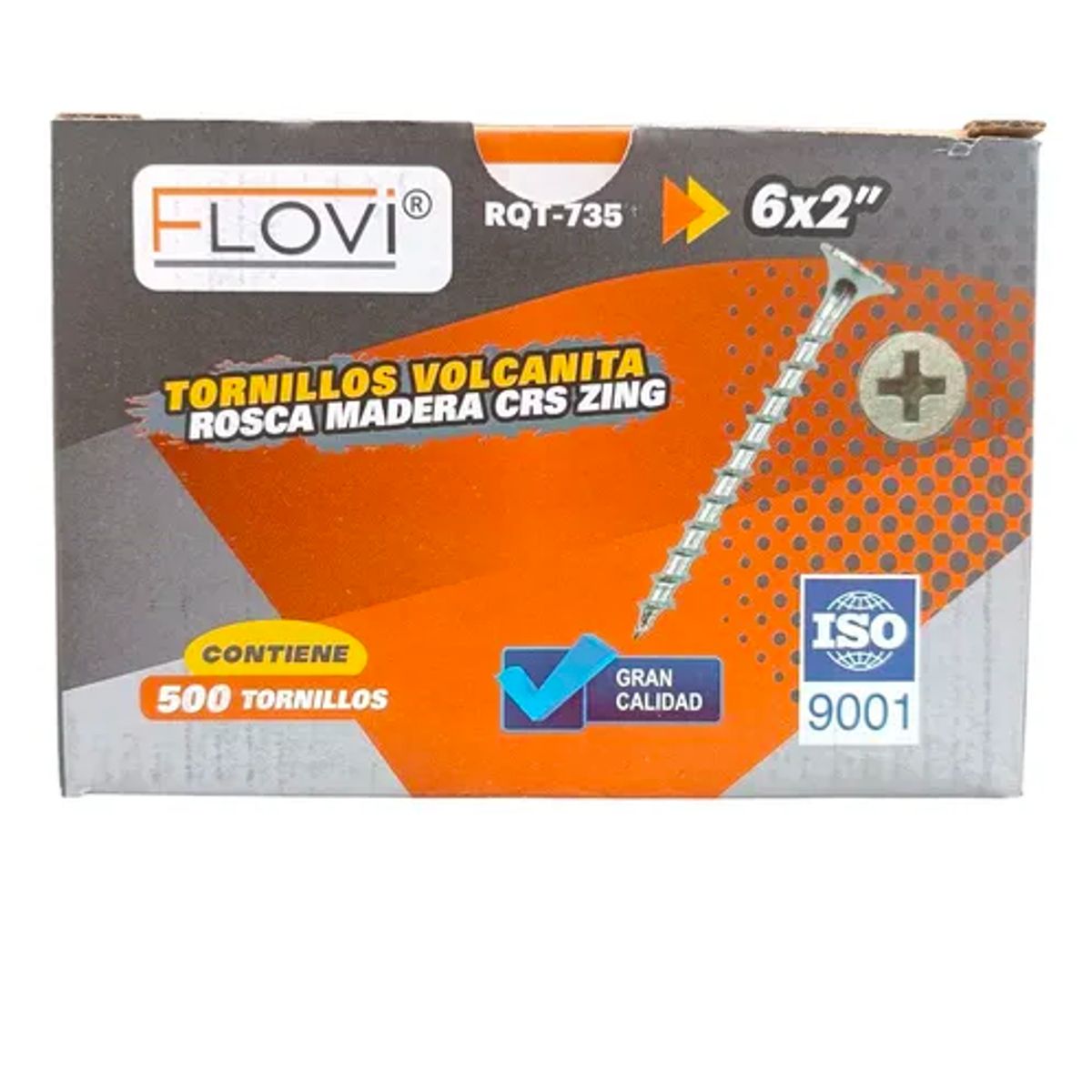 GENERICO - Caja 500 Tornillos Volcanita Rosca Madera Zinc 6 X 2 pulgadas