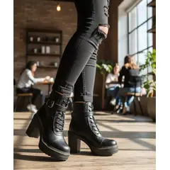 SNOOPY - Botines para Dama Taco Medio con Plataforma M483