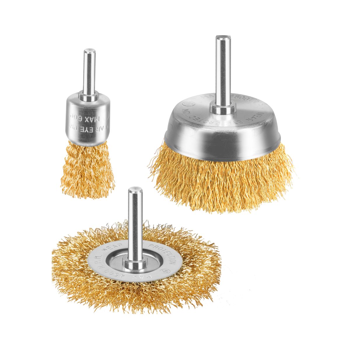 TOTAL TOOLS - Juego Escobillas rueda 3 Piezas Total