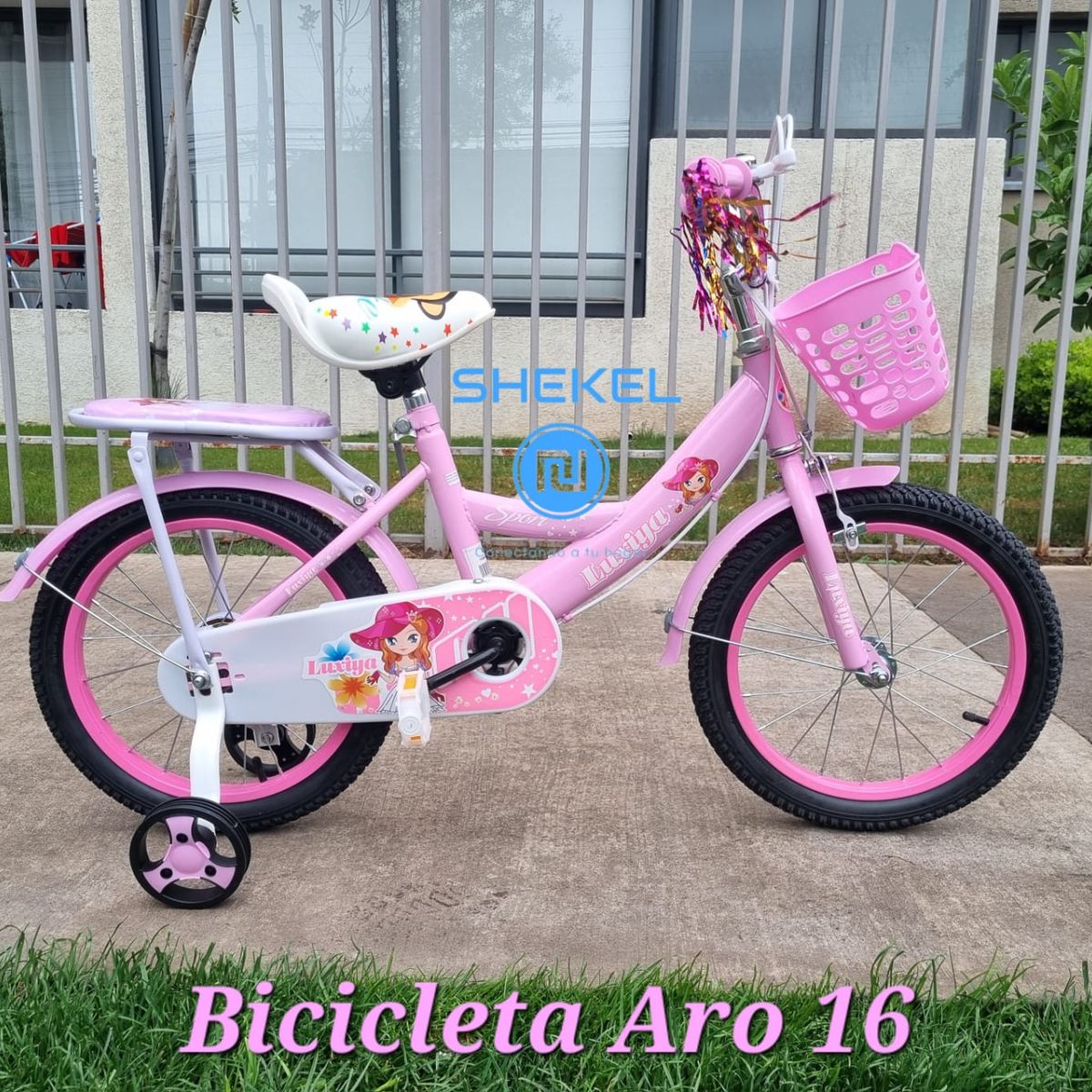GENERICO - Bicicleta Infantil con Ruedas de Seguridad Aro 16 Rosada