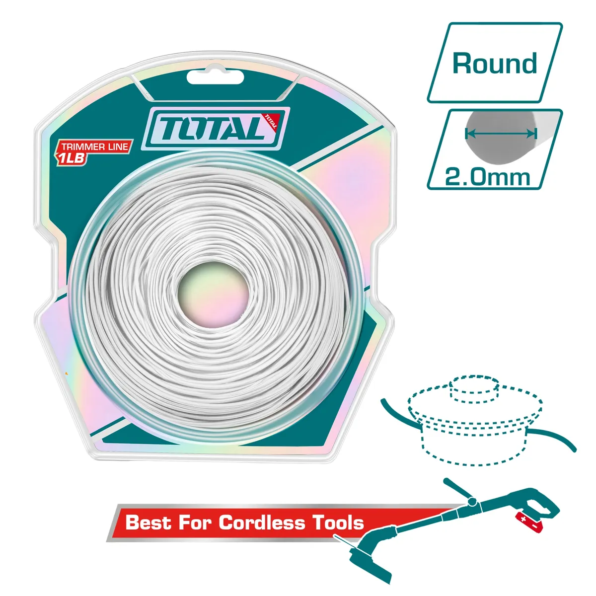 Hilo Nylon para Orilladora 2.0mm 1lb Total, marca TOTAL TOOLS - Foto 2