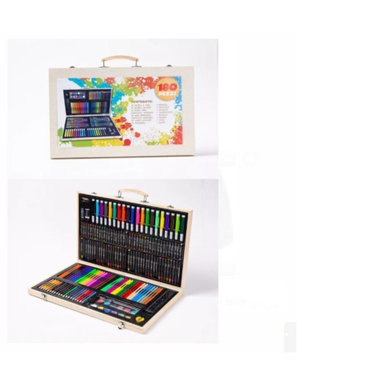 GENERICO - Set de arte 180 Pcs Lapices Para Colorear Maleta De Madera