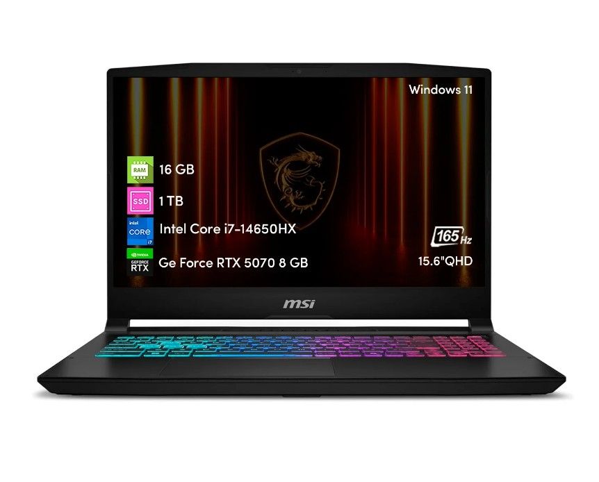 Notebook Gamer Katana 15.6' QHD 165Hz i7-14650HX 16 GB 1 TB SSD RTX 5070 Win11 Home