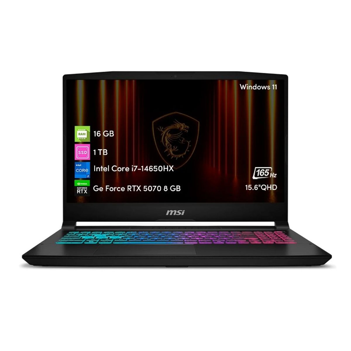 MSI - Notebook Gamer MSI Katana 15.6' QHD 165Hz i7-14650HX 16 GB 1 TB SSD RTX 5070 Win11 Home