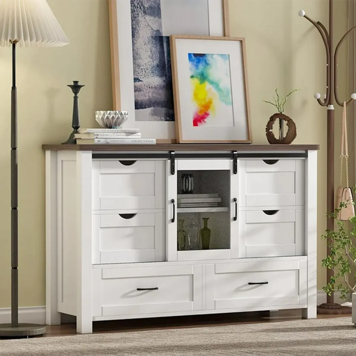 MSA MUEBLES SANTA ANA - Buffet Cajonera Antique Roble White