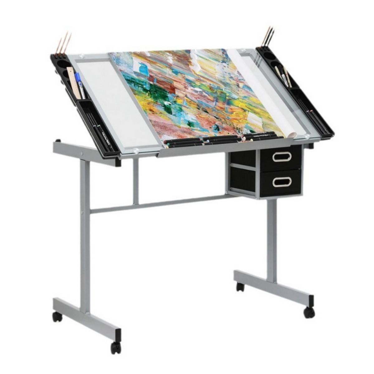 GENERICO - Mesa Dibujo Profesional Tablero Vidrio Templado Reclinable