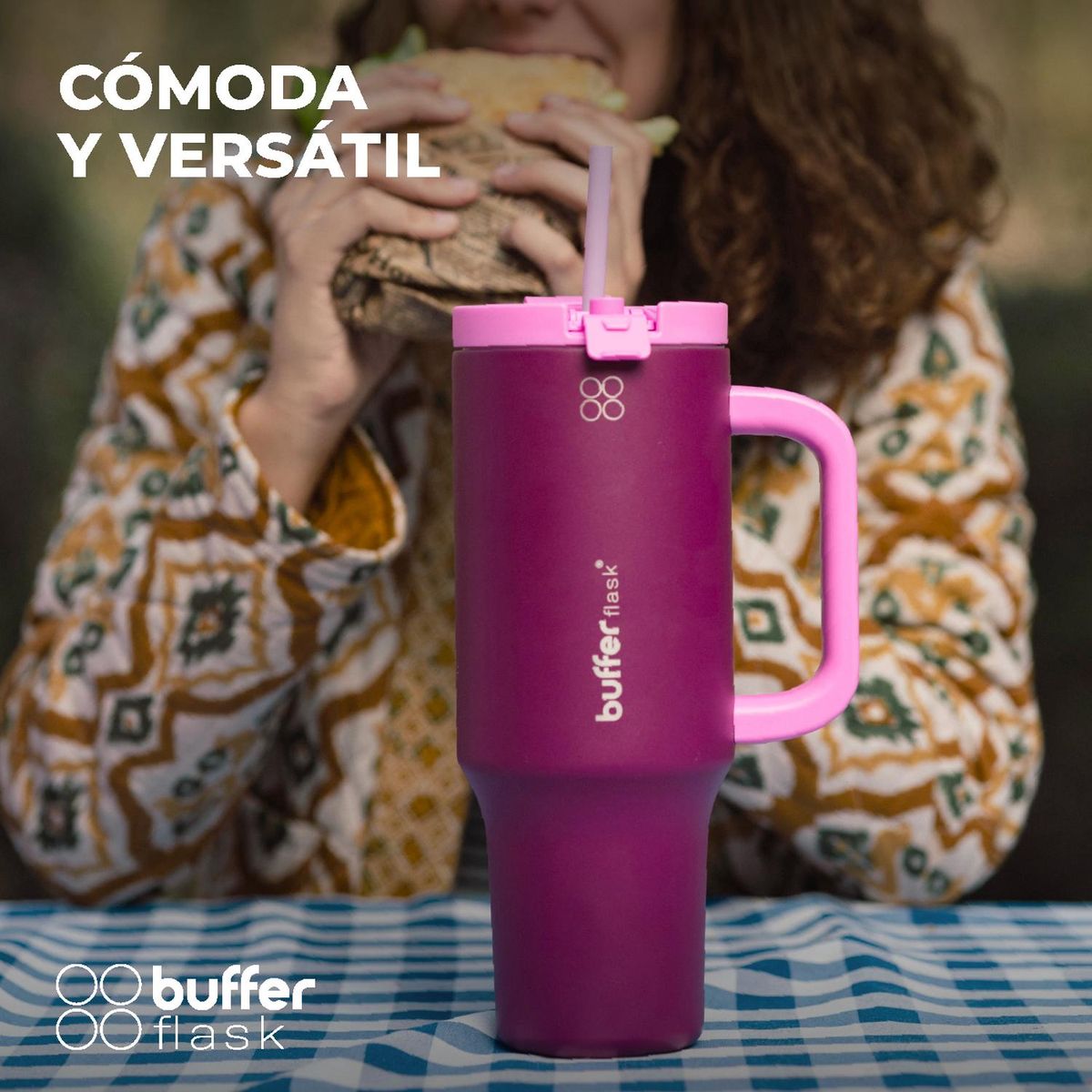 BUFFER FLASK - Vaso Termico Frio y Calor Termo Mug Buffer 1200Lt Inoxidable - Fucsia