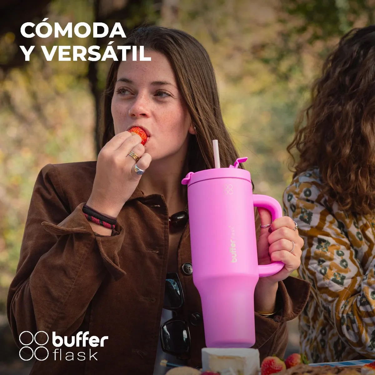 BUFFER FLASK - Vaso Termico Frio y Calor Termo Mug Buffer 1200Lt Inoxidable - Rosado
