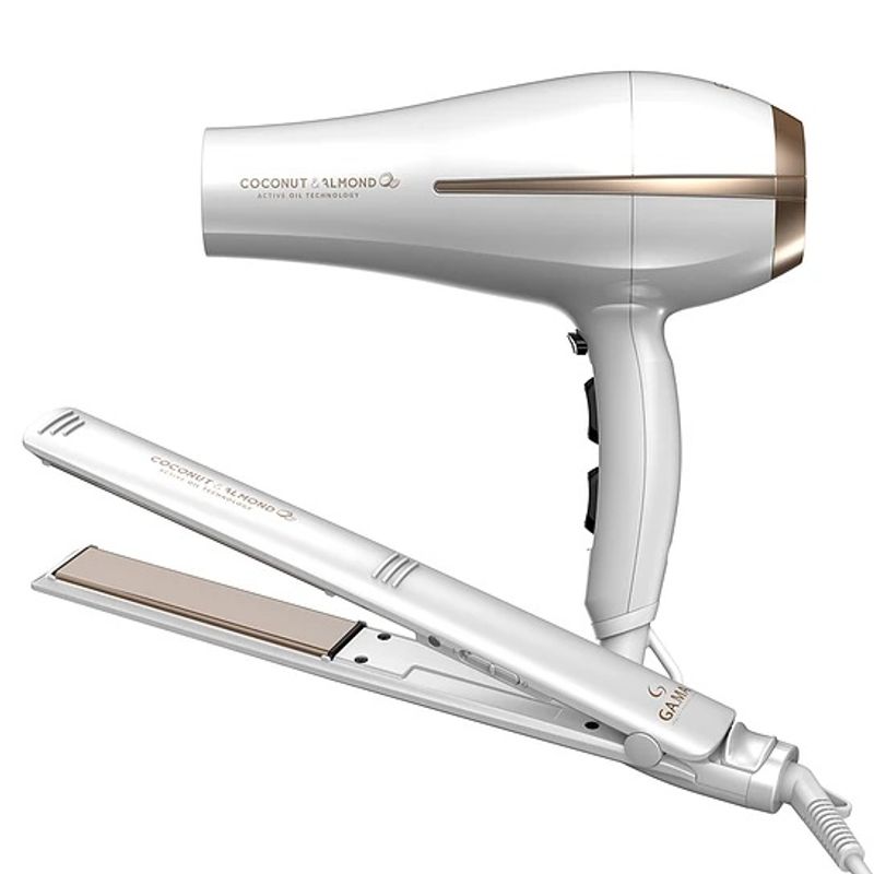 GAMA - Kit Secador Y Plancha Professional 4D Coconut Almond Gama 230C - 2200W