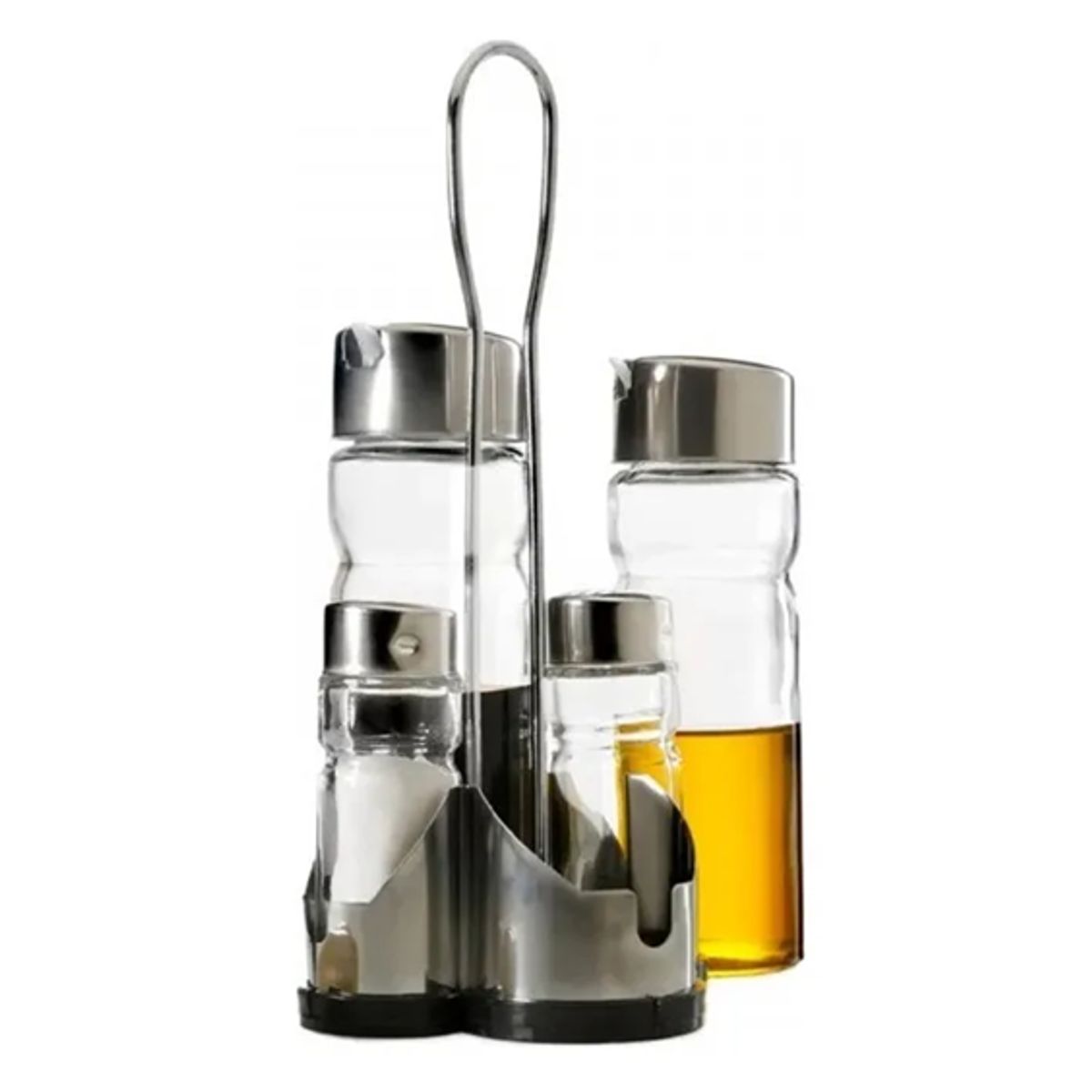 GENERICO - Set Alcuza Aceitero Salero Limón Vinagre Pimienta 4 Piezas