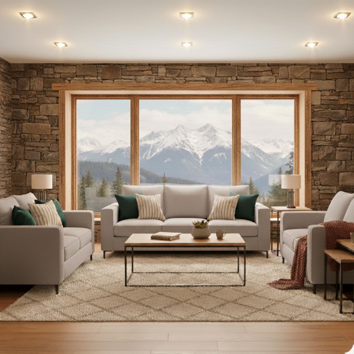 SITIAL HOME - Living 311 Venetto  322 Gris claro sofa 3 cuerpos + 2 de 2 cuerpos resortes pocket