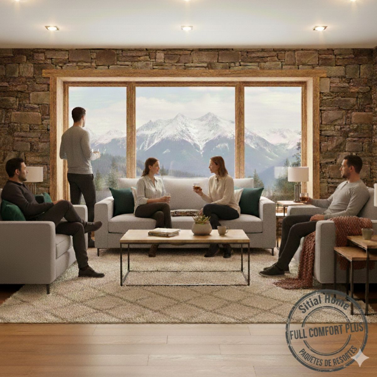 SITIAL HOME - Living 311 Venetto  322 Gris claro sofa 3 cuerpos + 2 de 2 cuerpos resortes pocket